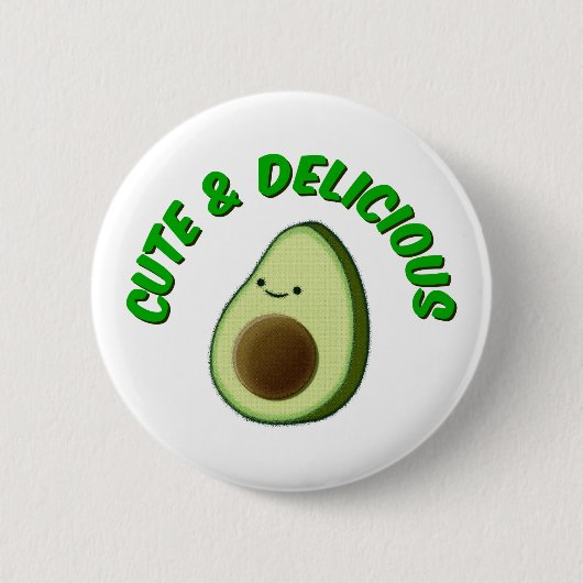 Badge Rond 5 Cm Cute Et Délicieux Avocado (Devant)