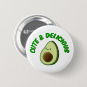 Badge Rond 5 Cm Cute Et Délicieux Avocado (Devant & derrière)