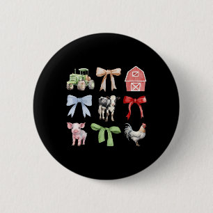 Badge Rond 5 Cm Cute Farm Animaux Vache Cochon Poulet Coquette Agr