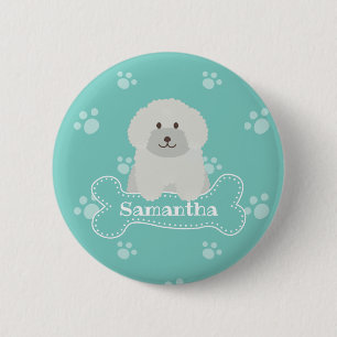 Badge Rond 5 Cm Cute Fluffy Poodle blanc Amoureux des chiens chiot
