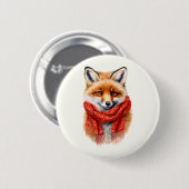 Badge Rond 5 Cm Cute Fox in a Red Scarf Autumn Image (Devant & derrière)