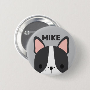 Badge Rond 5 Cm Cute French Bulldog with Personalized Name