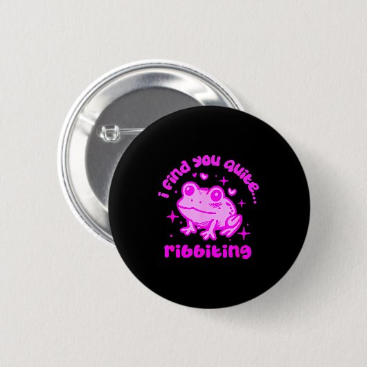 Badge Rond 5 Cm Cute Frog Pun Ribbiting Frog Lovers Quote Design (Devant & derrière)