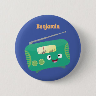 Badge Rond 5 Cm Cute funny happy retro radio cartoon