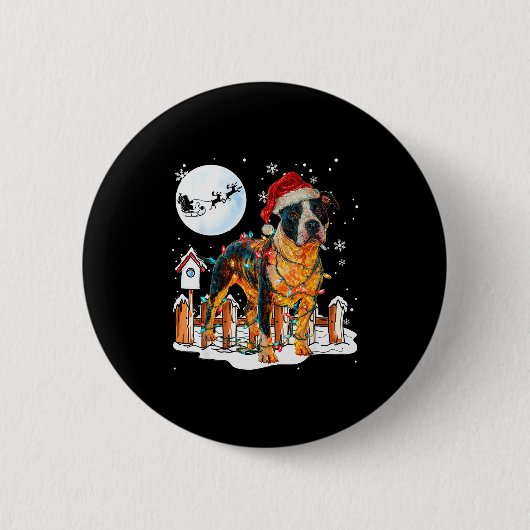 Badge Rond 5 Cm Cute Funny Tbull Christmas Lights Santa Hat Holida (Devant)