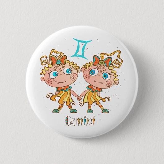 Badge Rond 5 Cm Cute Gemini Twins (Devant)