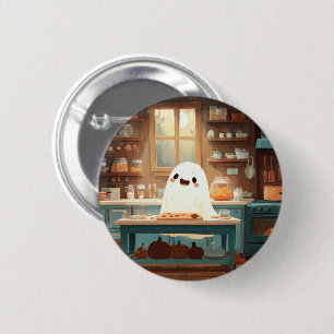 Badge Rond 5 Cm Cute Ghost Baking Cookies - Bouton Éffrayant confo