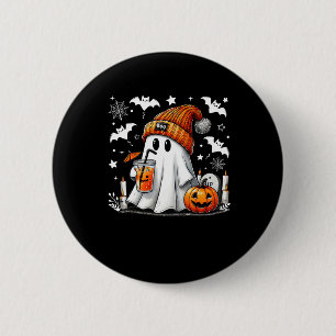 Badge Rond 5 Cm Cute Ghost Boire Café Halloween Ghost Café