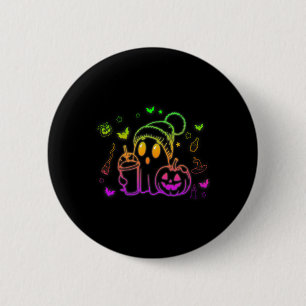 Badge Rond 5 Cm Cute Ghost Boire Café Halloween Ghost Café