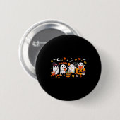 Badge Rond 5 Cm Cute Ghost Boire Café Halloween Ghost Fall Bo (Devant & derrière)