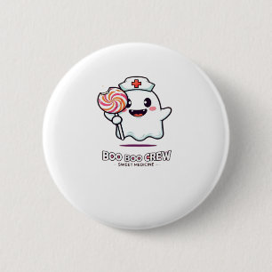 Badge Rond 5 Cm Cute Ghost Nurse Boo Boo Crew Halloween classique