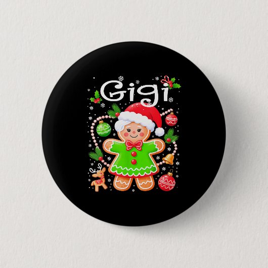 Badge Rond 5 Cm Cute Gigi Gingerbread Family Matching Christmas Co (Devant)