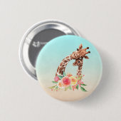 Badge Rond 5 Cm Cute Giraffe Aquarelle Maman & Bébé (Devant & derrière)