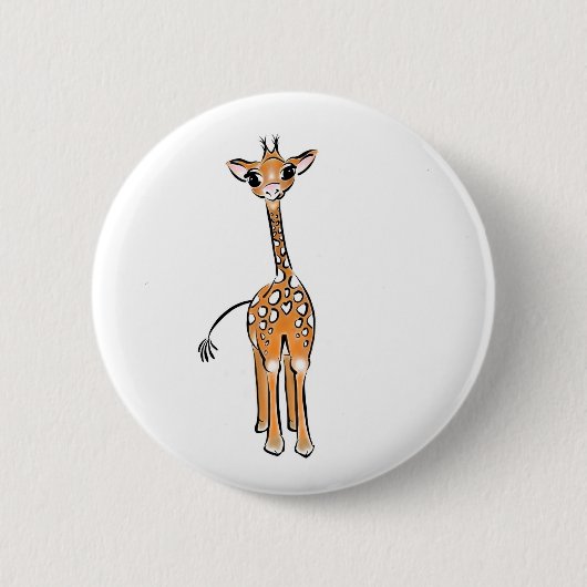 Badge Rond 5 Cm Cute Giraffe drawing, safari animals (Devant)