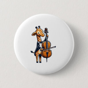 Badge Rond 5 Cm Cute Giraffe Jouer Cello Giraffes Musicien Musique
