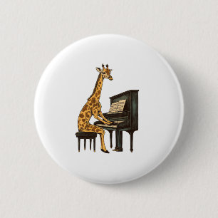 Badge Rond 5 Cm Cute Giraffe Jouer Piano Giraffes Musicien Musique