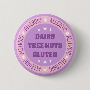 Badge Rond 5 Cm Cute Girl Purple Urgence Contact Alimentation Alle