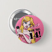 Badge Rond 5 Cm Cute Girly Pink Singer Ado 14e anniversaire (Devant & derrière)