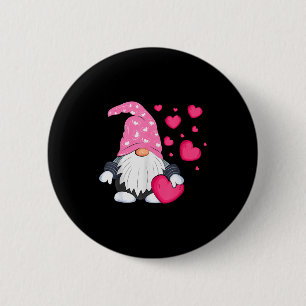 Badge Rond 5 Cm Cute Gnome de la Saint-Valentin tenant un ballon e