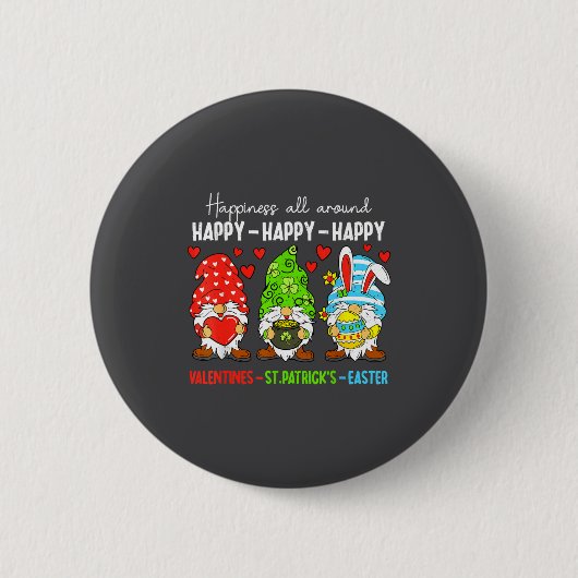Badge Rond 5 Cm Cute Gnome Happy Valentines St Patricks Easter Hol (Devant)