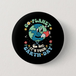 Badge Rond 5 Cm Cute Go Planet Son Jour des terres 2025 Enseignant