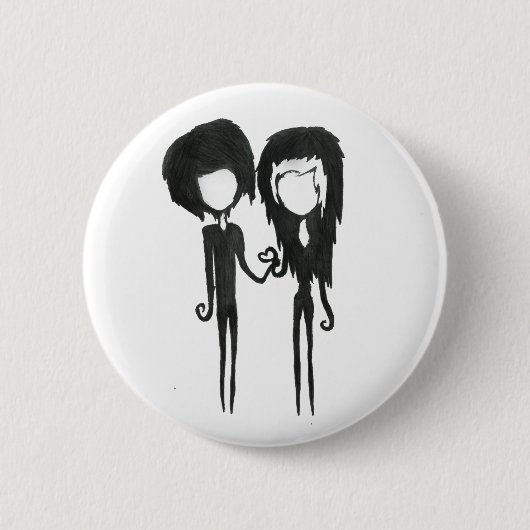 Badge Rond 5 Cm Cute Goth Boy and Girl Alternative Art (Devant)