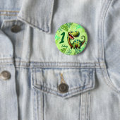 Badge Rond 5 Cm Cute Green Dinosaur 1st Birthday (En situation)