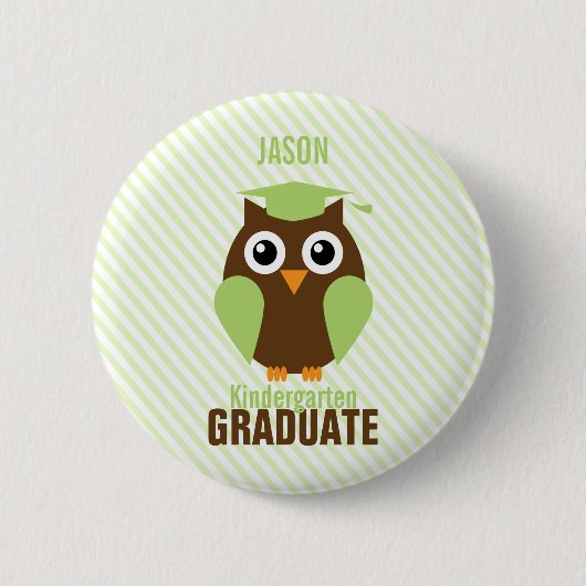 Badge Rond 5 Cm Cute Green Owl Kindergarten Graduate (Devant)