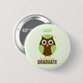 Badge Rond 5 Cm Cute Green Owl Kindergarten Graduate (Devant & derrière)