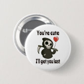 Badge Rond 5 Cm Cute Grim Reaper avec coeur romantique (Devant & derrière)