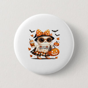 Badge Rond 5 Cm Cute Halloween Chat � Kawaii Witch Kitty avec Pump