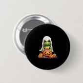 Badge Rond 5 Cm Cute Halloween Turtle Ghost avec bonbon (1) (Devant & derrière)