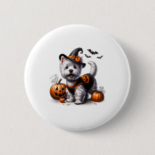 Badge Rond 5 Cm Cute Halloween Westie Tee West Terrier Chien Conce