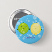 Badge Rond 5 Cm Cute happy lemon lime cartoon illustration (Devant & derrière)