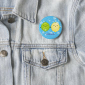 Badge Rond 5 Cm Cute happy lemon lime cartoon illustration (En situation)
