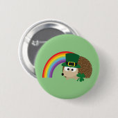 Badge Rond 5 Cm Cute Hedgehog Leprechaun (Devant & derrière)