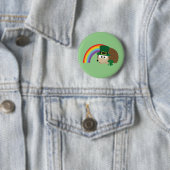 Badge Rond 5 Cm Cute Hedgehog Leprechaun (En situation)