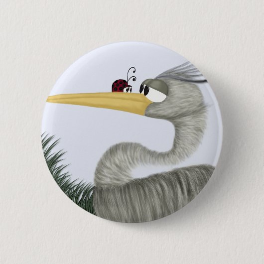 Badge Rond 5 Cm Cute Heron et Ladybug (Devant)