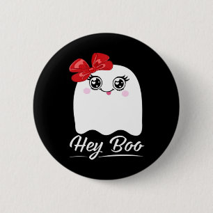 Badge Rond 5 Cm Cute Hey Boo Halloween