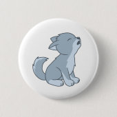 Badge Rond 5 Cm Cute Howling Wolf Pup (Devant)