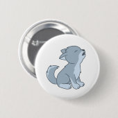 Badge Rond 5 Cm Cute Howling Wolf Pup (Devant & derrière)