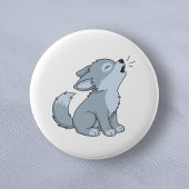 Badge Rond 5 Cm Cute Howling Wolf Pup