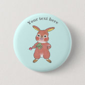 Badge Rond 5 Cm Cute Hungry Bunny Rabbit Blue Button (Devant)