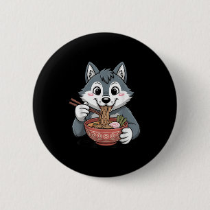 Badge Rond 5 Cm Cute Husky Manger Ramen Japonais Kawaii Dog Noodle