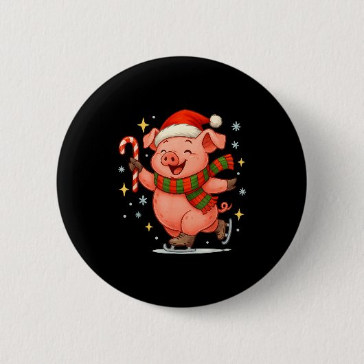 Badge Rond 5 Cm Cute Ice Skating G Funny Santa Christmas Holiday  (Devant)
