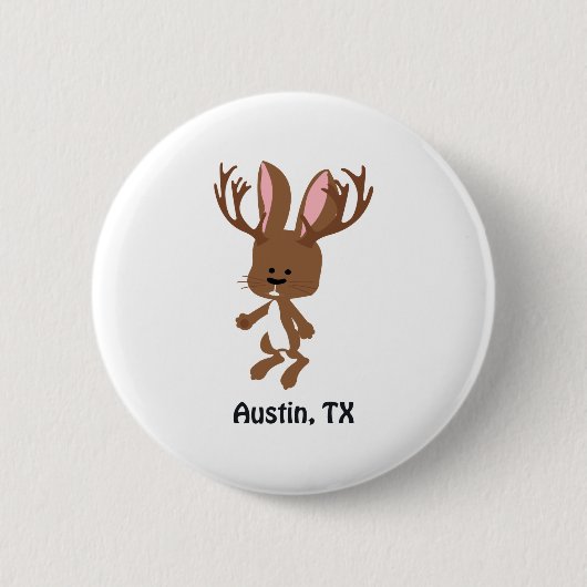 Badge Rond 5 Cm Cute Jackalope - Austin, Texas (Devant)