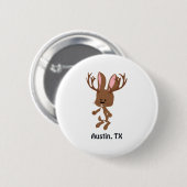 Badge Rond 5 Cm Cute Jackalope - Austin, Texas (Devant & derrière)