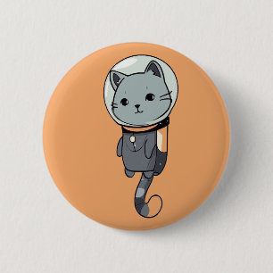 Badge Rond 5 Cm Cute Kawaii Astronaut Kitten