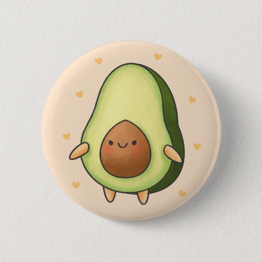 Badge Rond 5 Cm Cute Kawaii Avocado (Devant)