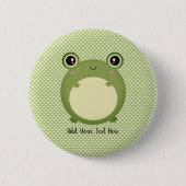 Badge Rond 5 Cm Cute Kawaii Frog avec texte personnalisé (Devant)